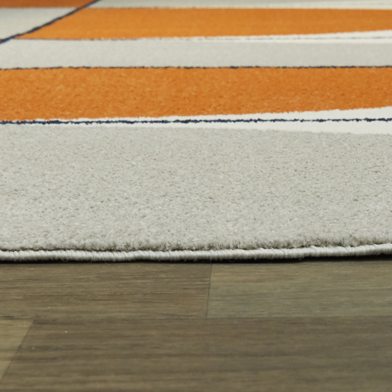 Corrigan Studio® Cristino Orange/Gray/White Modern Geometric Area Rug